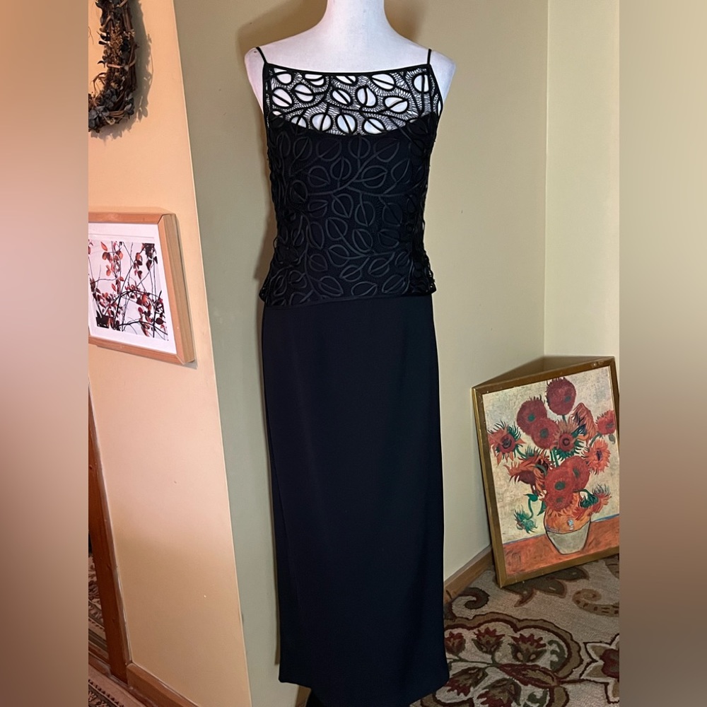 Vintage ANDREA POLIZZI Size 12 Blacktie Elegant Maxi Column TankDress HongKong